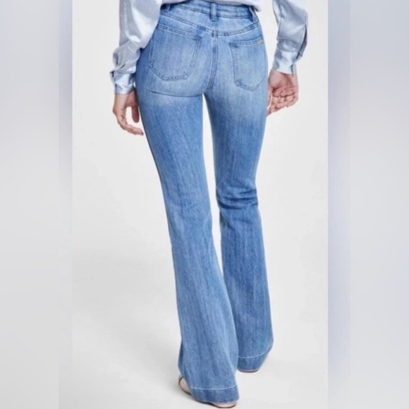 MICHAEL KORS Double Button Sailor Flared Jeans Blue Womens Petite 12P NWT - Picture 3 of 9